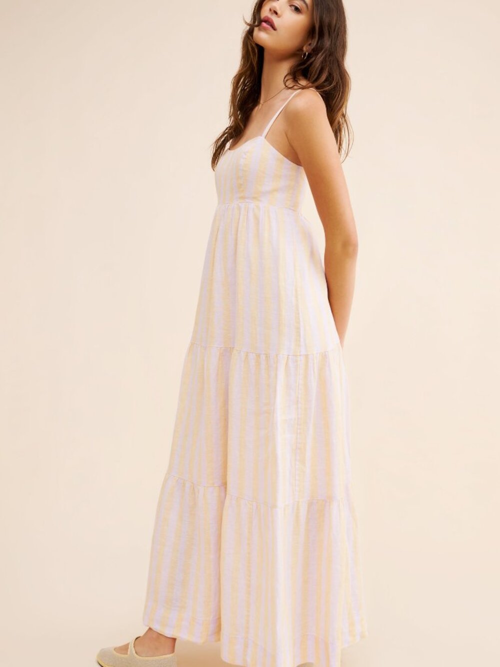 NWT NEW Lilly Pulitzer Javanne Linen Maxi Dress sz 12 Purple & Yellow Stripe